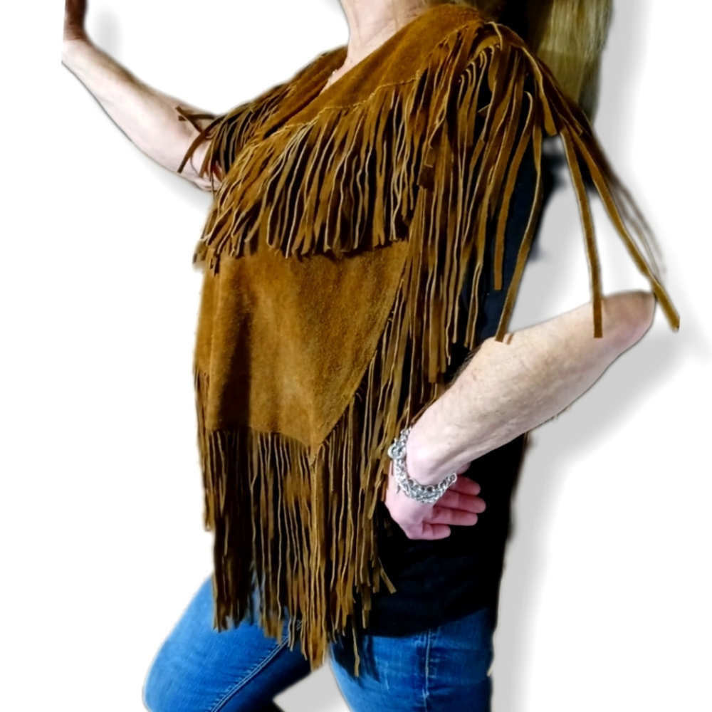 Sheplers Leather Fringe Poncho